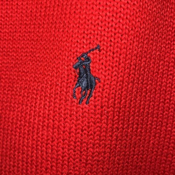 Polo Ralph Lauren Qtr zip sweater red blue - Picture 3 of 8